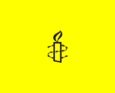 Banner logo candela con il filo spinato nero su fondo giallo - Amnesty International